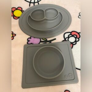 EZPZ Gray Silicone Kids Placemat Set
